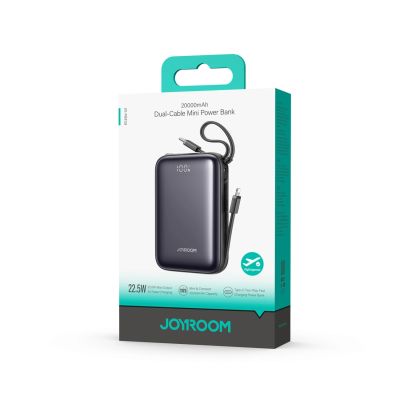 6. Joyroom JR-PBF29 20000mAh 22.5W Powerbank with Double Cable - Black