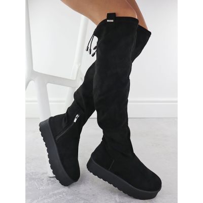 3. Women's Black Suede Platform Boots Big Star SS274264