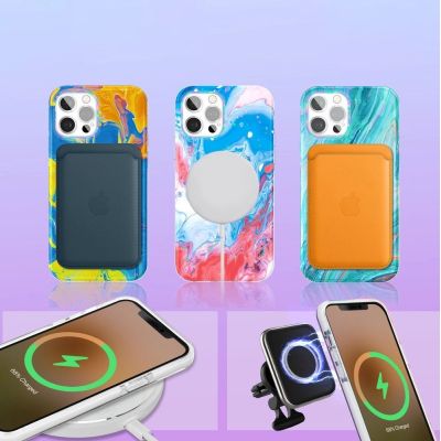 7. Kingxbar Watercolor Series color case for iPhone 12 Pro Max Blue-pink