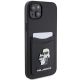 4. Karl Lagerfeld Saffiano Cardslot Karl&Choupette Metal Pin case for iPhone 15 - black