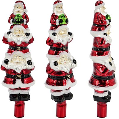 4. Glass Christmas Tree Topper “Santa Clauses” 28.5 cm