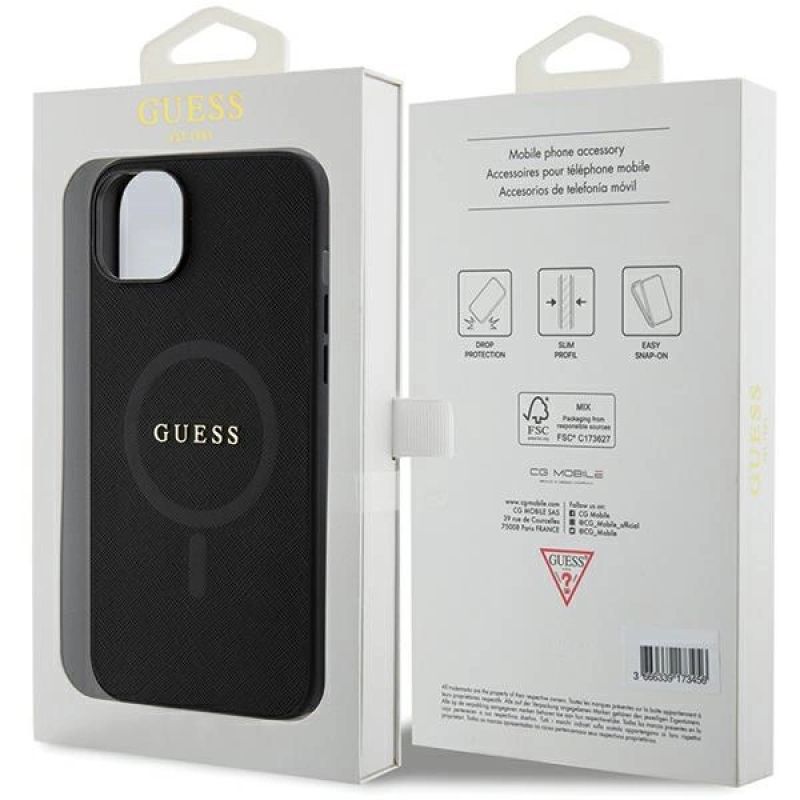 8. Guess GUHMP15MPSAHMCK iPhone 15 Plus 6.7" black/black hardcase Saffiano MagSafe