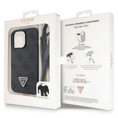 9. Guess GUHCP13LP4TDSCPK Case for iPhone 13 Pro / 13 - Black Crossbody 4G Metal Logo
