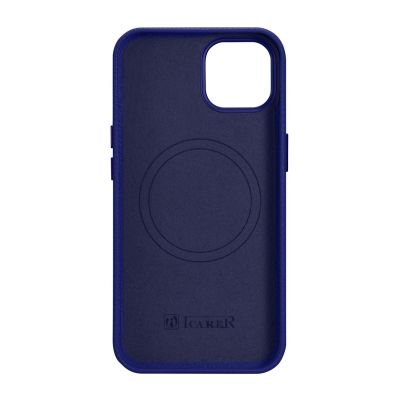 3. iCarer Litchi Premium Leather Case iPhone 14 Magnetic Leather Case with MagSafe Dark Blue (WMI14220709-DB)