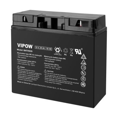 VIPOW MC type battery for motorcycles 12V 25Ah