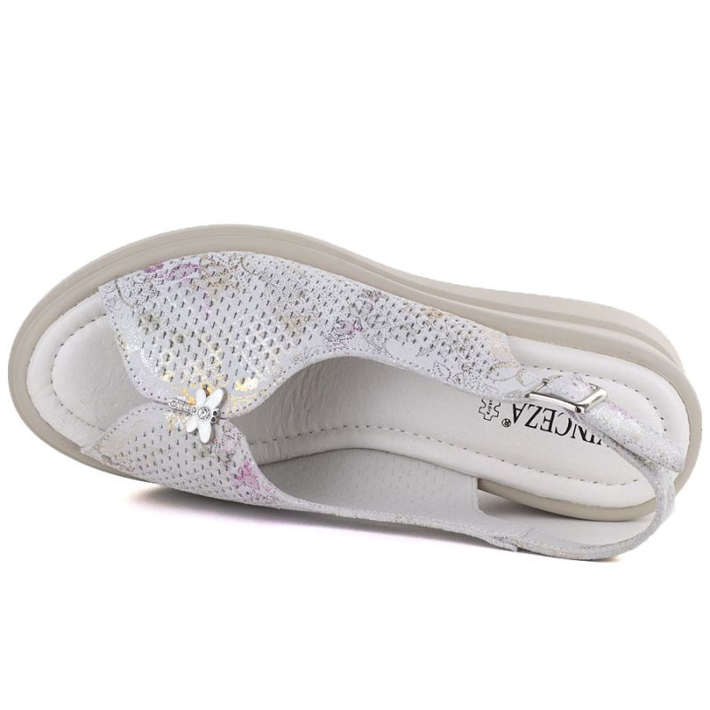 3. Women's leather wedge sandals gray Vinceza 26-79614