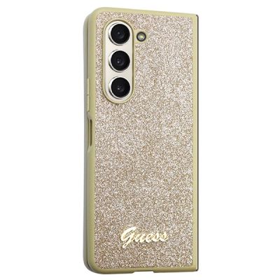 5. Guess Glitter Script case for Samsung Galaxy Z Fold 5 - gold