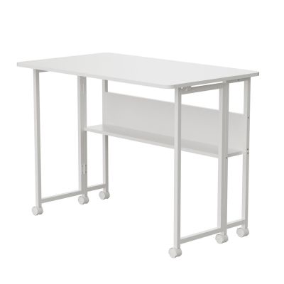 Maclean folding desk/table, white, mobile, 100x58cm, max. 50kg, MC-126 W