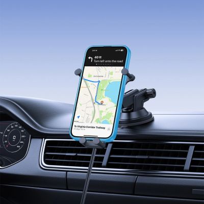 9. Baseus Stable Car Holder with 15W Inductive Charger, Gravity, and Suction Cup - Black