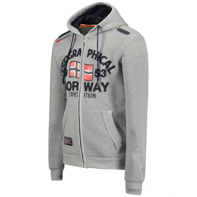 3. Men’s Geographical Norway Flag DB MEN 054 Grey Hoodie (WW6088H/GN/Blended Grey)