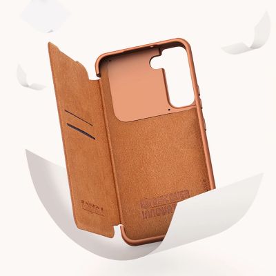 11. Nillkin Qin Leather Pro Case Case for Samsung Galaxy S22+ (S22 Plus) Camera Protector Holster Cover Flip Case Brown