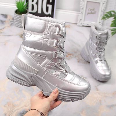 3. Potocki W WOL117B metallic lace-up snow boots