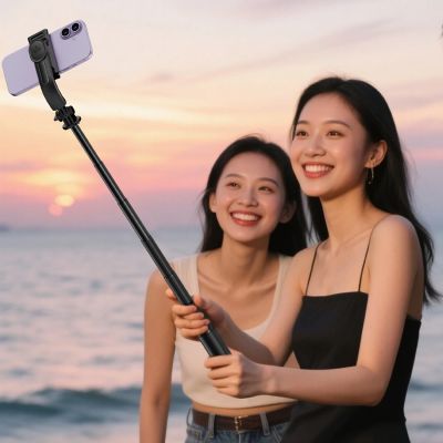 11. Acefast E42 Selfie Stick with Auto Tripod and Bluetooth Remote Control 1.05m - Black