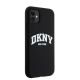5. DKNY Liquid Silicone White Printed Logo MagSafe Case for iPhone 11/Xr - Black