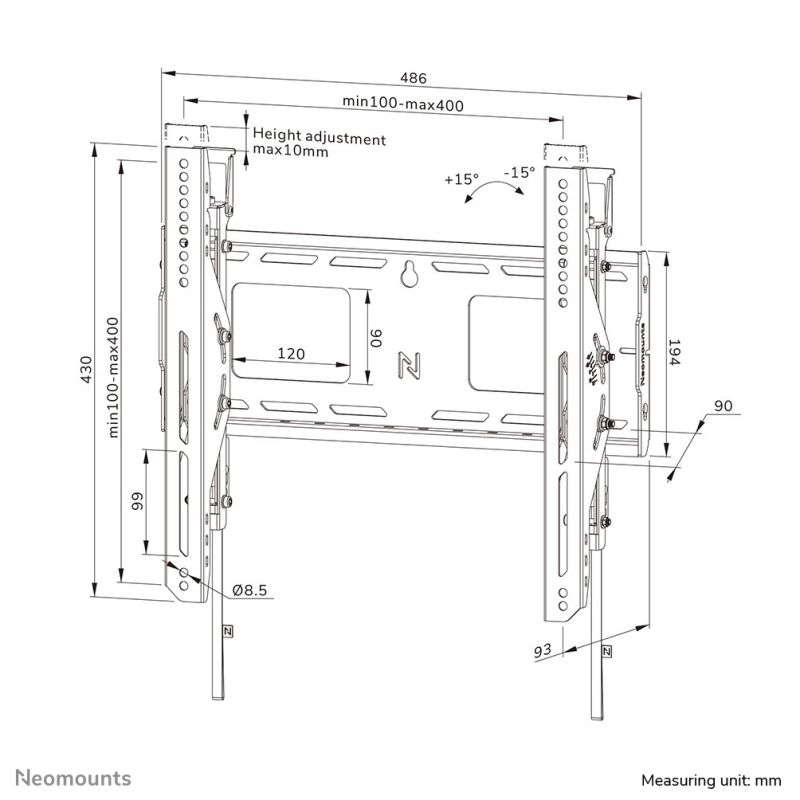 16. Neomounts WL35-750BL14 TV mount 190.5 cm (75") Black