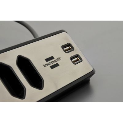 3. Brennenstuhl table socket 1 pc silver, protective contact 1 pc.