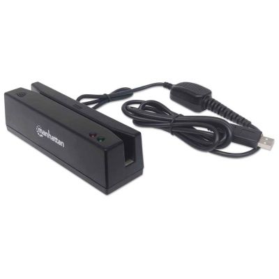 5. MANHATTAN USB Magnetic Card Reader, Three-Track, Black