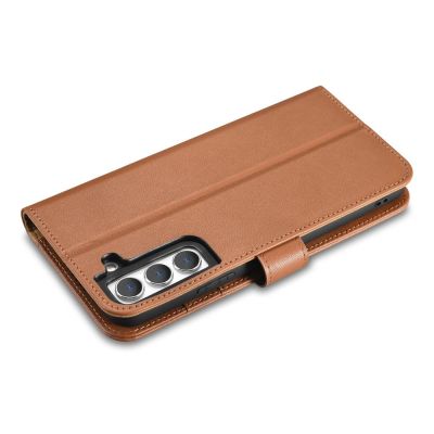 9. iCarer Haitang Leather Wallet Case Leather Case for Samsung Galaxy S22 + (S22 Plus) Wallet Housing Cover Brown (AKSM05BN)