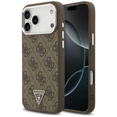 Guess 4G Triangle Logo MagSafe Case for iPhone 18 Pro Max / 17 Pro Max - Brown & Silver