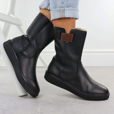 10. Black women’s leather platform ankle boots Rieker Y4355-00