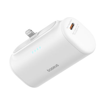 Baseus Compact 5000mAh 20W Powerbank with Lightning Connector and USB-C Socket - White