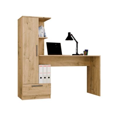 4. COSMO OAK ARTISAN Desk + Shelf Set