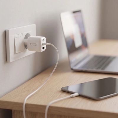 6. Tech-Protect NCA100W-GaN 3-Port PD 3.2 100W / QC3.0 Wall Charger - White