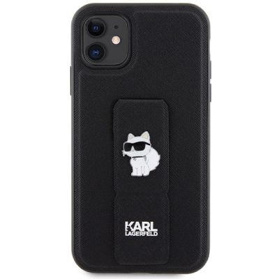 3. Karl Lagerfeld Gripstand Saffiano Choupette Pins Case for iPhone 11 / Xr - Black