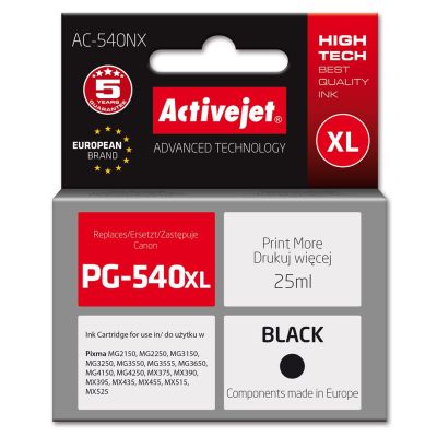 2. Activejet AC-540NX Ink (Canon PG-540XL replacement; Supreme; 25 ml; black)
