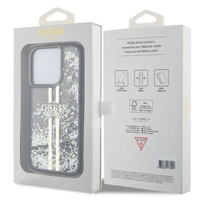 8. Guess Liquid Glitter Gold Stripes case for iPhone 15 Pro - black