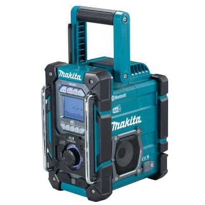 4. Makita DMR301 digital portable radio, black, sea green