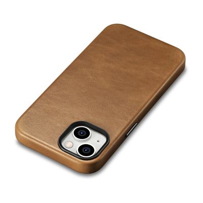 7. iCarer Oil Wax Premium Leather Case iPhone 14 Plus Magnetic Leather Case with MagSafe Brown (WMI14220703-TN)