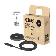 CLUB3D CAC-3027 Mobile Charger Smartphone, Universal Black DC Wireless Charging Fast Charging Internal