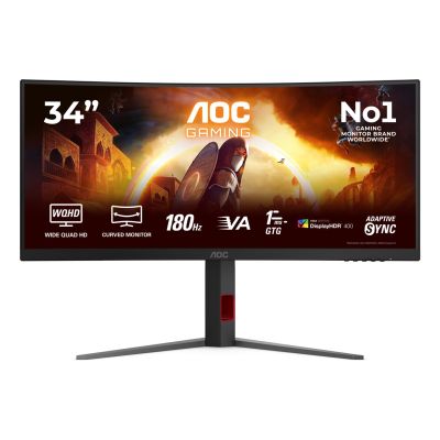 2. AOC G4 CU34G4CAP Computer Monitor 86.4 cm (34") 3440 x 1440 px UltraWide Quad HD LCD Black, Red