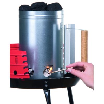7. CHIMNEY LIGHTER FOR GRILL, HEIGHT 27.5 CM WITH WOODEN HANDLE