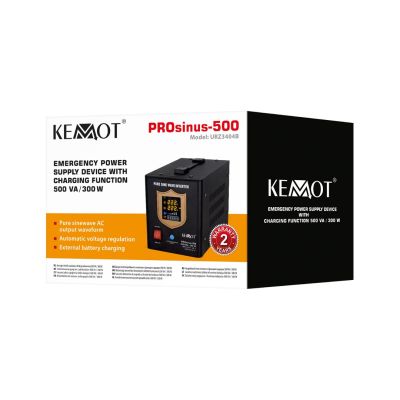 3. KEMOT PROsinus-500 emergency power supply, pure sine wave converter with charging function 12V 230V 500VA/300W - black