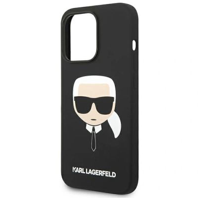 6. Karl Lagerfeld Silicone Karl`s Head Case for iPhone 14 Pro Max - Black
