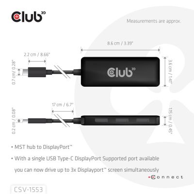 4. CLUB3D CSV-1553 USB Type-C Hubs and Concentrators, Black