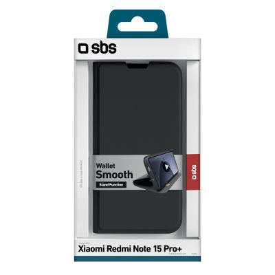 2. SBS Wallet Smooth Case for Xiaomi Redmi Note 15 Pro+ with Flip - Black