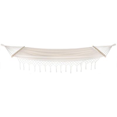 7. GARDEN HAMMOCK FOR 1 PERSON 200X100CM WITH SPREADER BAR AND FRINGE MIAMI ECRU
