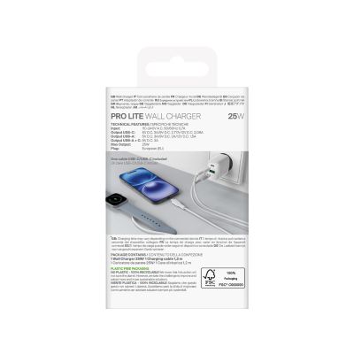 3. Puro PROLITE 25W USB-A / USB-C wall charger + USB-C - USB-C cable 1.2m - white