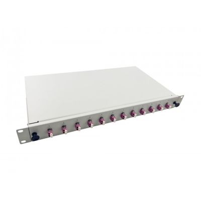 2. Helos Fiber Optic 19" Splice Box 12 x LC Duplex OM4 Ready to Splice Gray