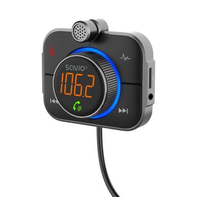 6. SAVIO TR-14 CAR FM TRANSMITTER WITH BLUETOOTH AND CHARGER, QUICK CHARGE 3.0 AND POWER DELIVERY, NOISE REDUCER