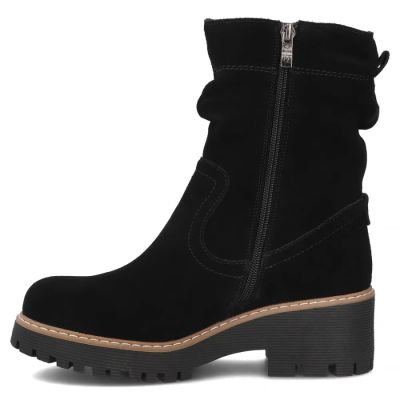 3. Women's leather ankle boots, ruffled, black, Filippo DBT6402