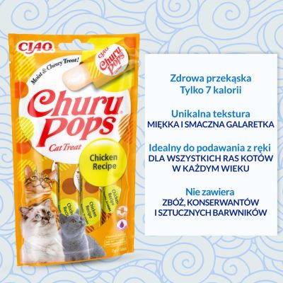 4. INABA Churu Pops Chicken - cat treat - 4x15 g