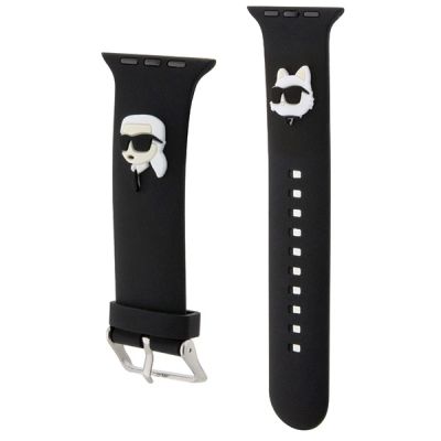 3. Karl Lagerfeld 3D Rubber Karl&Choupette Heads strap for Apple Watch 42/44/45/49mm - black