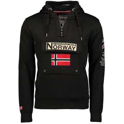 Geographical Norway GYMCLASS BLACK DB MEN 100 Men's Sports Hoodie, Black (WU4185H-GN-BLACK)