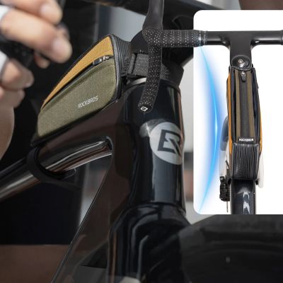 5. Rockbros 088 Top Tube Bike Bag 0.25L - Green and Orange
