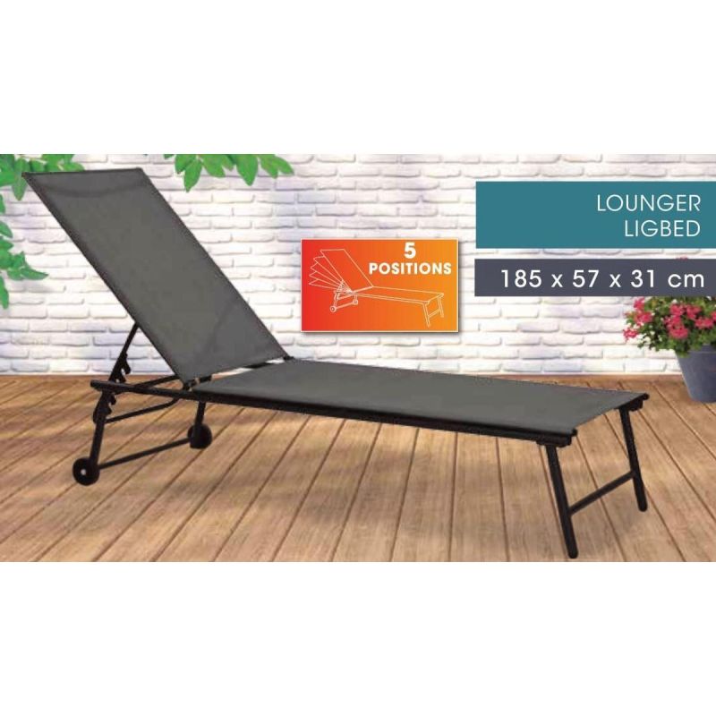 18. GARDEN LOUNGE CHAIR 185X57X31CM GRAY