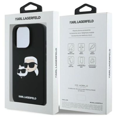 8. Karl Lagerfeld Silicone Case Heads Print MagSafe for iPhone 16 Pro Max - Black